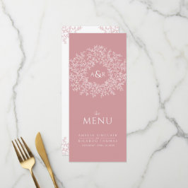 Rosa und weiße Blätter zeichnend Mono-Hochzeit Menükarte