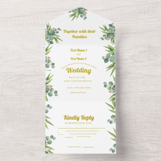 Rosa und weiße Blume All In One Einladung (Innen Boden)