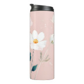 Rosa und weiße Blume auf Blau und Rosa Thermosbecher (Nach rechts gedreht)