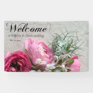 Rosa und weiße Blume auf der Textur Banner