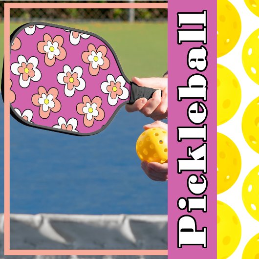 Rosa und weiße Blume auf Lila Lebensqualität Pickleball Schläger