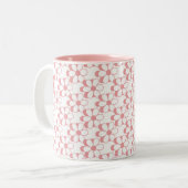 Rosa und weiße Blume auf weißem zweiteiligen Koff Zweifarbige Tasse (Vorderseite Links)