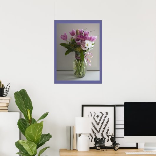 Rosa und weiße Blume bleiben Lebensplakat Poster (Heimbüro)