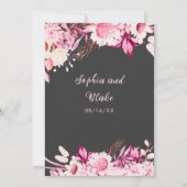 Rosa und weiße Blume Boho Gray Wedding Einladung (Rückseite)