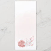Rosa und weiße Blume botanisches Hochzeitsmenü Menükarte (Rückseite)
