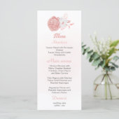 Rosa und weiße Blume botanisches Hochzeitsmenü Menükarte (Stehend Vorderseite)
