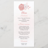 Rosa und weiße Blume botanisches Hochzeitsmenü Menükarte (Vorderseite)