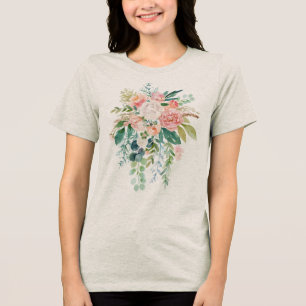 Rosa und weiße Blume Bouquet Tri-Blend Shirt