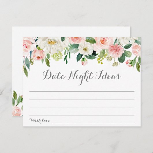 Rosa und weiße Blume Datum Night Ideas Karten (Vorne/Hinten)