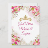 Rosa und weiße Blume - Einladung in Quinceanera (Rückseite)