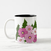 Rosa und weiße Blume Eleganter Blumengarten Zweifarbige Tasse (Links)