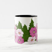 Rosa und weiße Blume Eleganter Blumengarten Zweifarbige Tasse (Mittel)