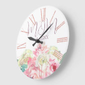 Rosa und weiße Blume für die Mama Große Wanduhr (Winkel)