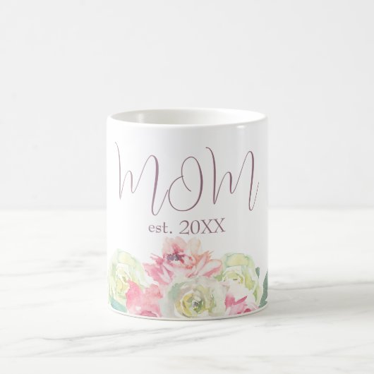 Rosa und weiße Blume für die Mama Kaffeetasse (Mittel)