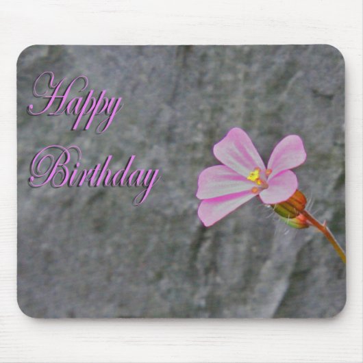 Rosa und weiße Blume Geburtstag Mousepad (Vorne)
