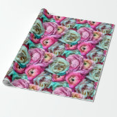 Rosa und Weiße Blume Geschenkpapier (Ungerollt)