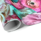 Rosa und Weiße Blume Geschenkpapier (Rolleneckpunkt)