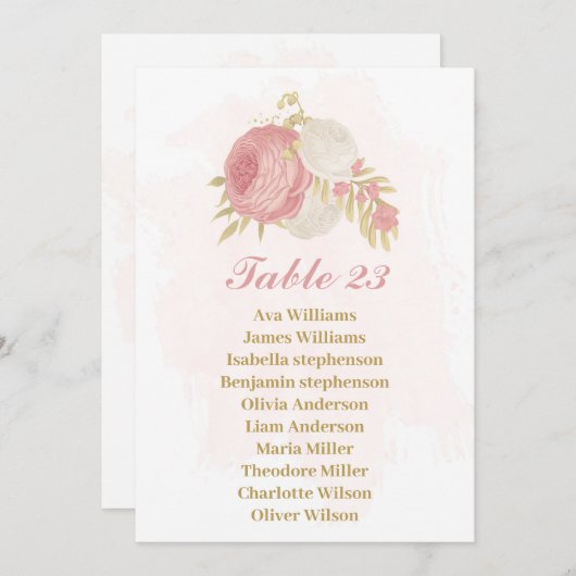 Rosa und weiße Blume Goldkarte Einladung (Vorne/Hinten)