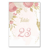 Rosa und weiße Blume Goldmedaille botanische Hochz Tischnummer (Rückseite)