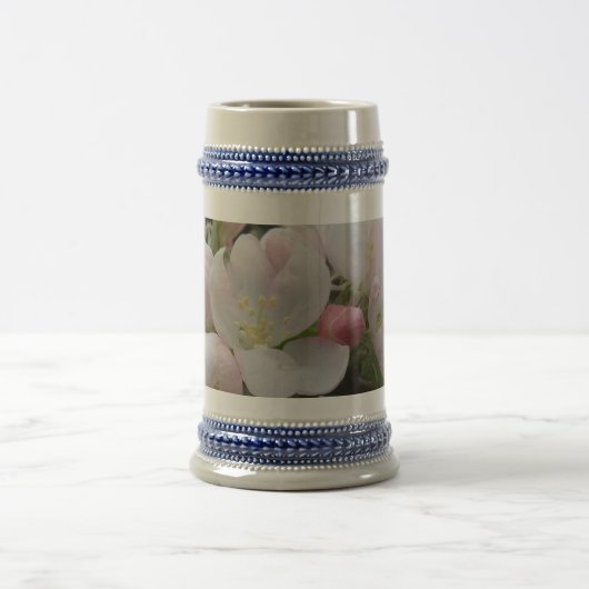 Rosa und weiße Blume Grau/Blau 22 oz Stein Bierglas (Mittel)