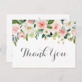 Rosa und weiße Blume Hochzeit Danke Postkarten (Vorne/Hinten)