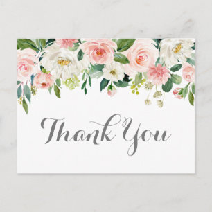 Rosa und weiße Blume Hochzeit Danke Postkarten