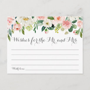 Rosa und weiße Blume Hochzeitskarten Postkarte