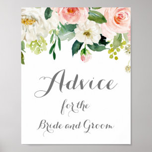 Rosa und weiße Blume Hochzeitsratgeber Schildkröte Poster