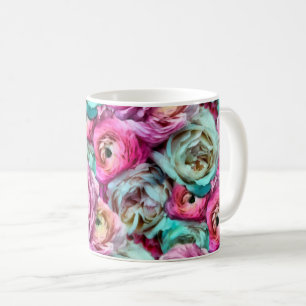 Rosa und Weiße Blume Kaffeetasse
