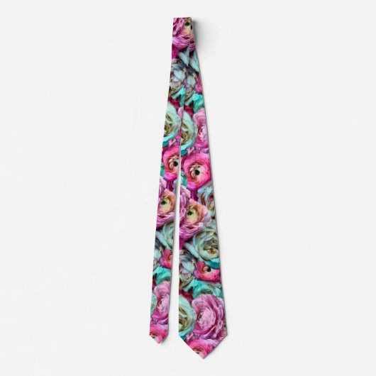 Rosa und Weiße Blume Krawatte (Rückseite)