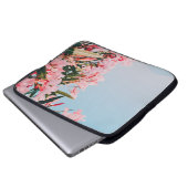 Rosa und weiße Blume Laptopschutzhülle (Vorne Knopf)