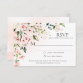 Rosa und weiße Blume mit RSVP-Karten im Grünen RSVP Karte (Vorne/Hinten)