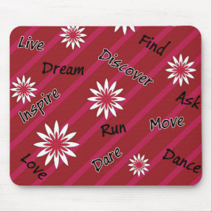 Rosa und weiße Blume motivierend mousepad