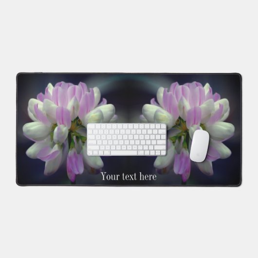Rosa und weiße Blume Nah Personalisiert Schreibtischunterlage (Tastatur & Maus)