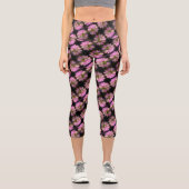 Rosa und weiße Blume Naher Oberteil Capri Leggings (Vorderseite)