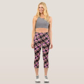 Rosa und weiße Blume Naher Oberteil Capri Leggings (Vorderseite)