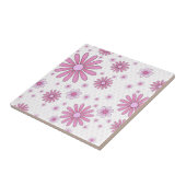 Rosa und weiße Blume Power Retro Fliese (Seite)