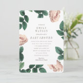 Rosa und weiße Blume Rahmen Kinderdusche Einladung (Stehend Vorderseite)