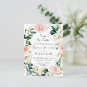 Rosa und weiße Blume Save the Date Postkarten (Stehend Vorderseite)