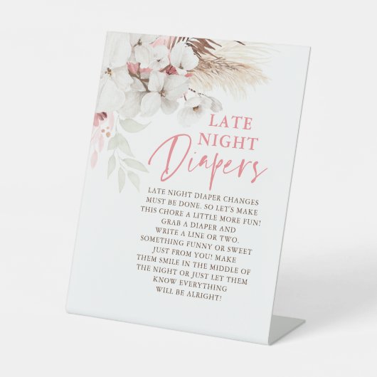 Rosa und weiße Blume Späte Nachttaucher Sockelschild (Vorderseite)