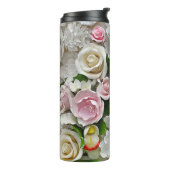 Rosa und weiße Blume Thermosbecher (Nach links gedreht)