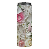 Rosa und weiße Blume Thermosbecher (Rückseite)