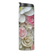 Rosa und weiße Blume Thermosbecher (Nach rechts gedreht)