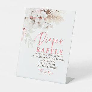 Rosa und weiße Blume Windeln Raffelplatz Sockelschild