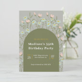 Rosa und weiße Blume zum Geburtstag Einladung (Stehend Vorderseite)