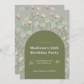 Rosa und weiße Blume zum Geburtstag Einladung (Vorne/Hinten)