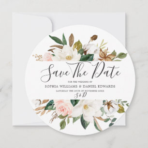 Rosa und weiße Blumen Elegante moderne Hochzeit Save The Date