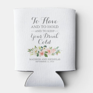 Rosa und weiße Blumen-Hochzeit kann Dosenkühler