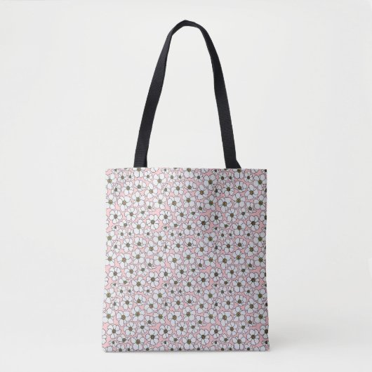 Rosa und weiße Blumen Tasche (Vorderseite)