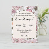 Rosa und weiße Blumenaqeeqah oder Ameen Einladung (Stehend Vorderseite)